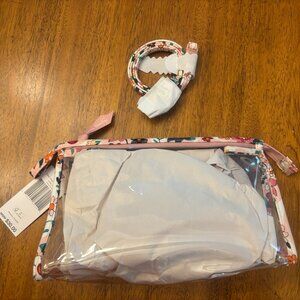 NWT Vera Bradley Clear Trapeze Cosmetic in Prairie Paisley w breakaway lanyard
